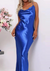 Variant image for Damen Maxikleid Rückenfrei Sommer Satin mit Spaghettiträgern-9