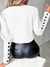 Damen Bluse V-Ausschnitt Lässig Baumwolle Modern-5