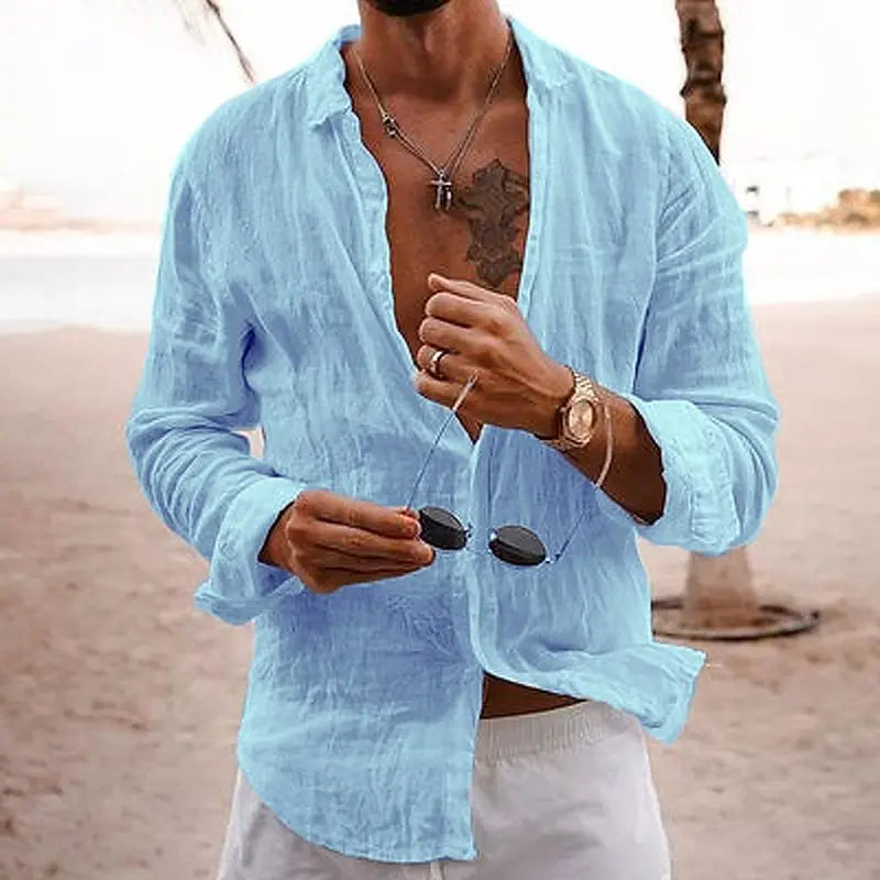 Variant image for Herren Leinenhemd Atmungsaktiv Casual Sommer Hemd aus Leinencotton-7