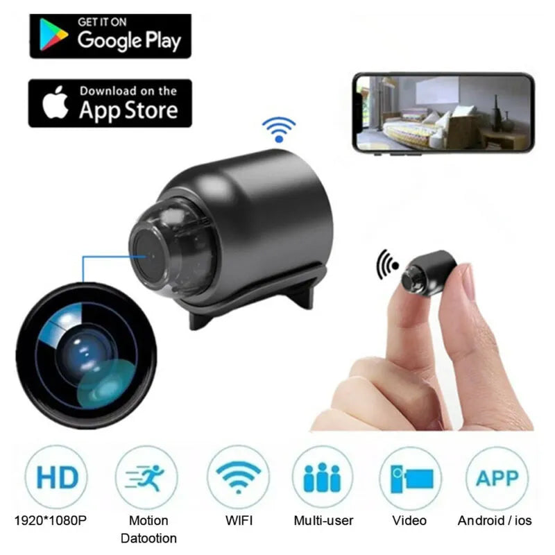 Mini HD Überwachungskamera WLAN 1080p mit Live Übertragung und Nachtsicht für Innen und Außen-2