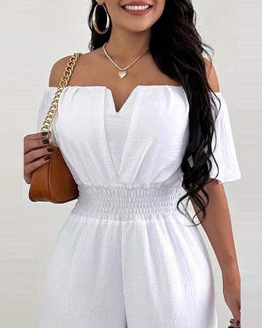 Damen Jumpsuit Off-Shoulder Festlich mit Plisseedetails aus Polyester-3