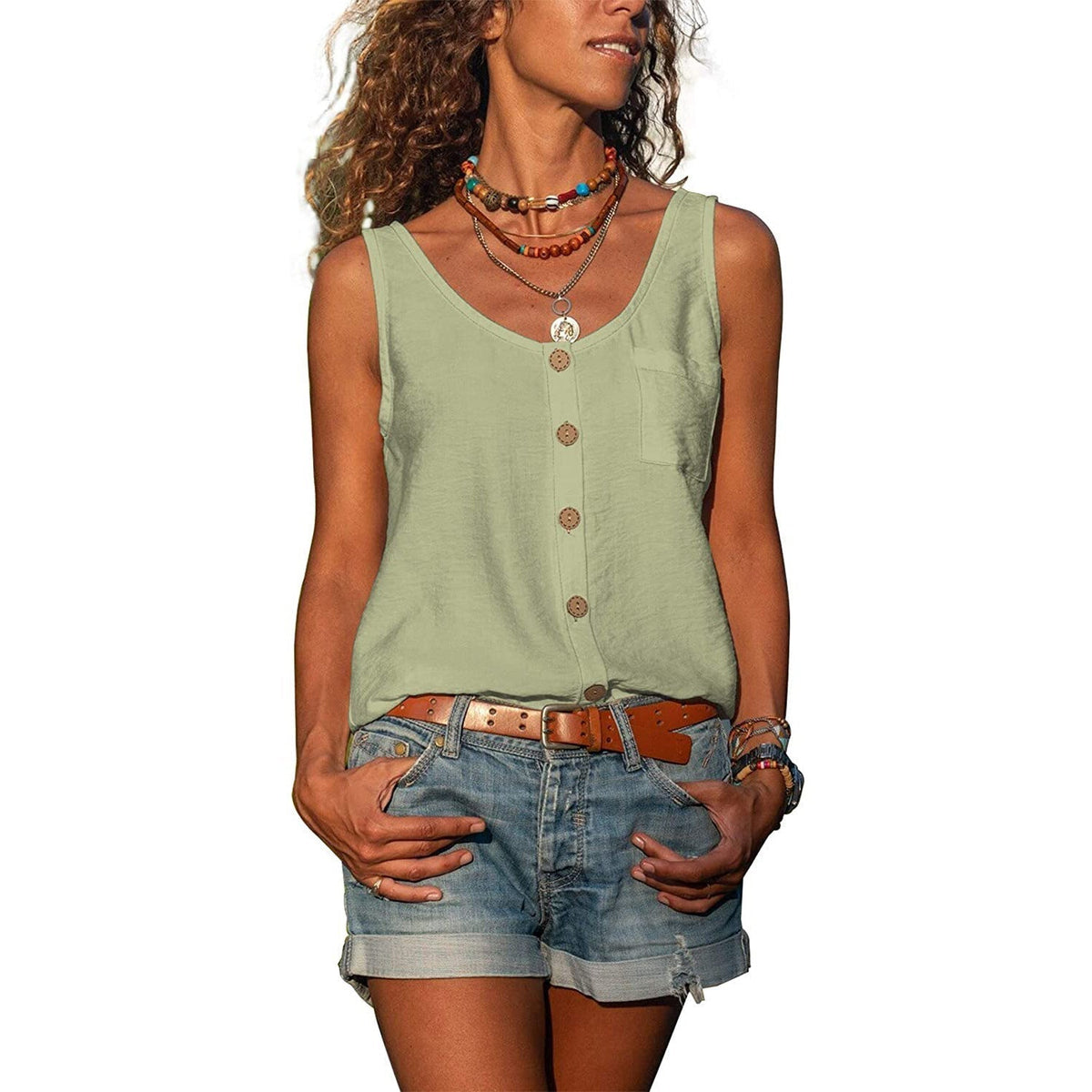 Variant image for Damen Tanktop Slim Fit Baumwolle Ibiza Stil-31