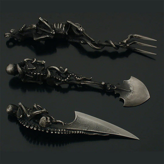 Skelett Besteckset für Halloween und Besondere Anlässe – 3-teiliges Besteck Set 5