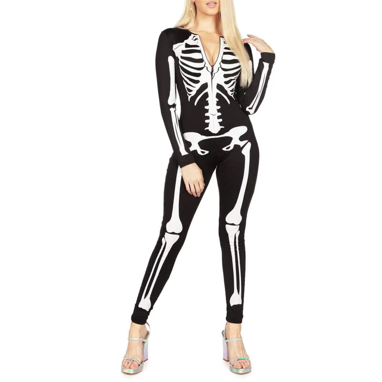 Skelett Kostüm für Halloween mit Grusel-Print 1