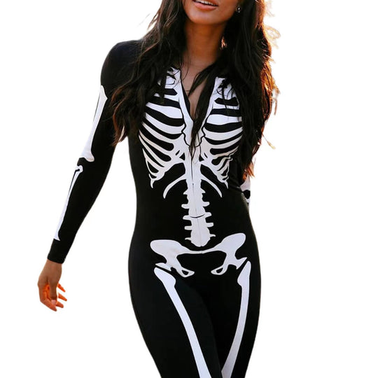 Skelett Kostüm für Halloween mit Grusel-Print 4