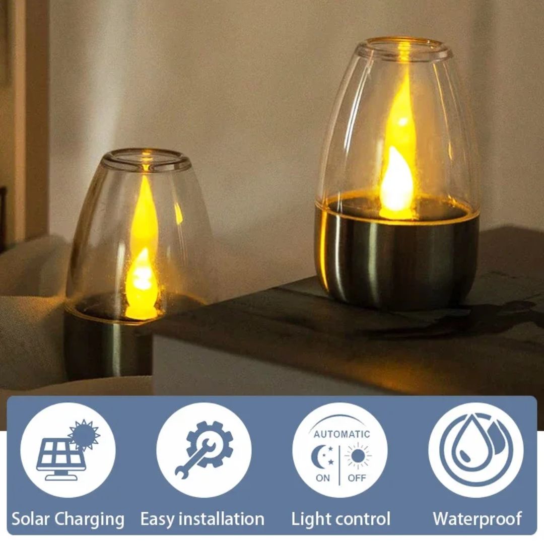 Solar Gartenbeleuchtung LED Kerzenlicht für Außenbereich mit Flackerndem Licht 5