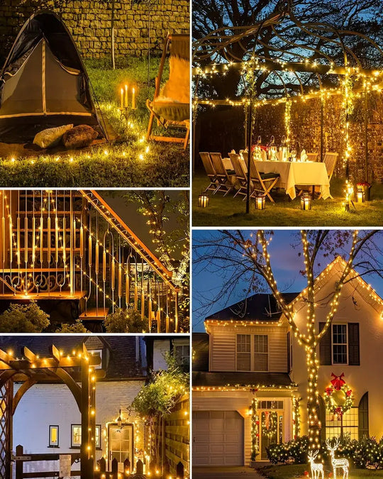 Solar Lichterkette Outdoor Wasserfest für Stimmungsvolle Beleuchtung im Garten 5