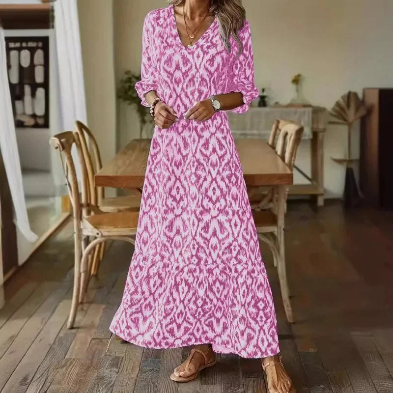 Sommerkleid für Damen mit V-Ausschnitt und halblangen Ärmeln 2