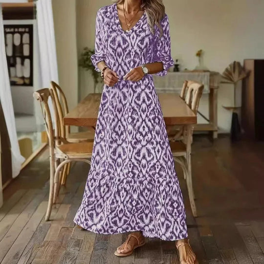 Sommerkleid für Damen mit V-Ausschnitt und halblangen Ärmeln 3