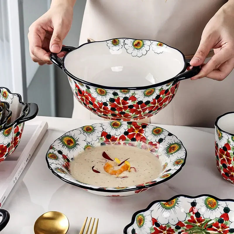 Sommerliche Keramikschalen mit Blumendesign für Festliche Anlässe 3