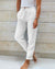 Damen Weiße Leinenhose Lockerer Schnitt Atmungsaktives Material-4