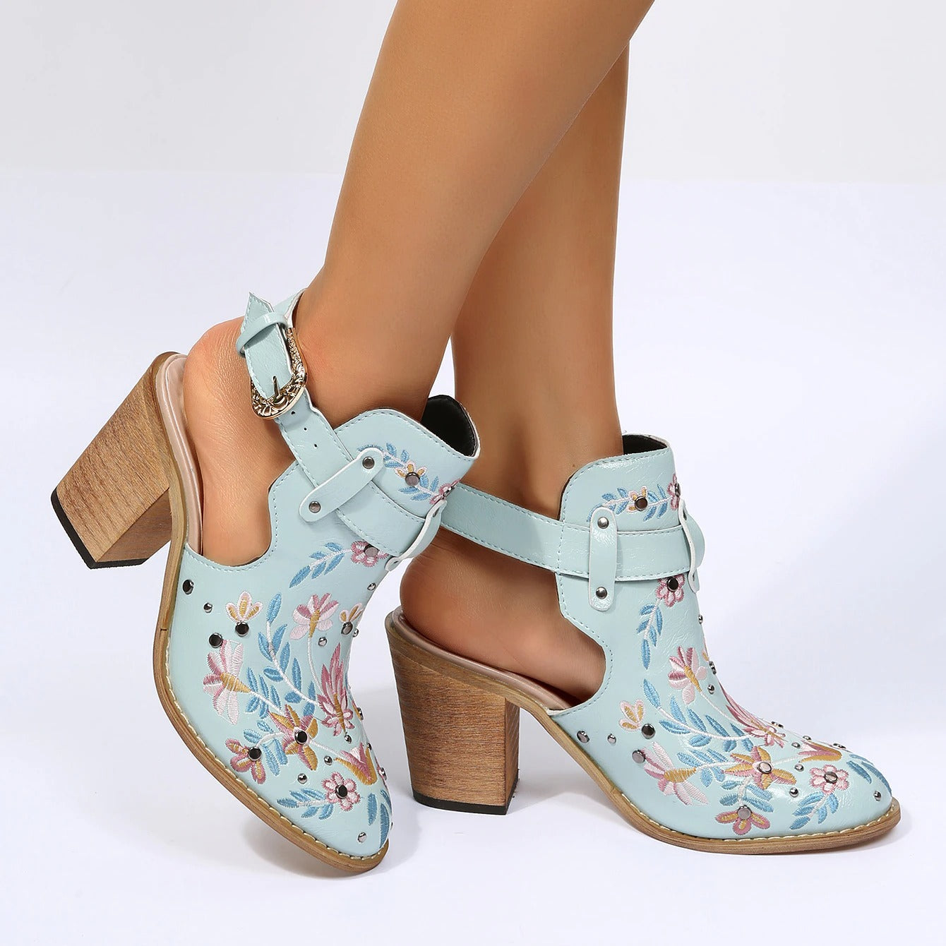 Stiefel-Sandalen Mit Klobigem Absatz