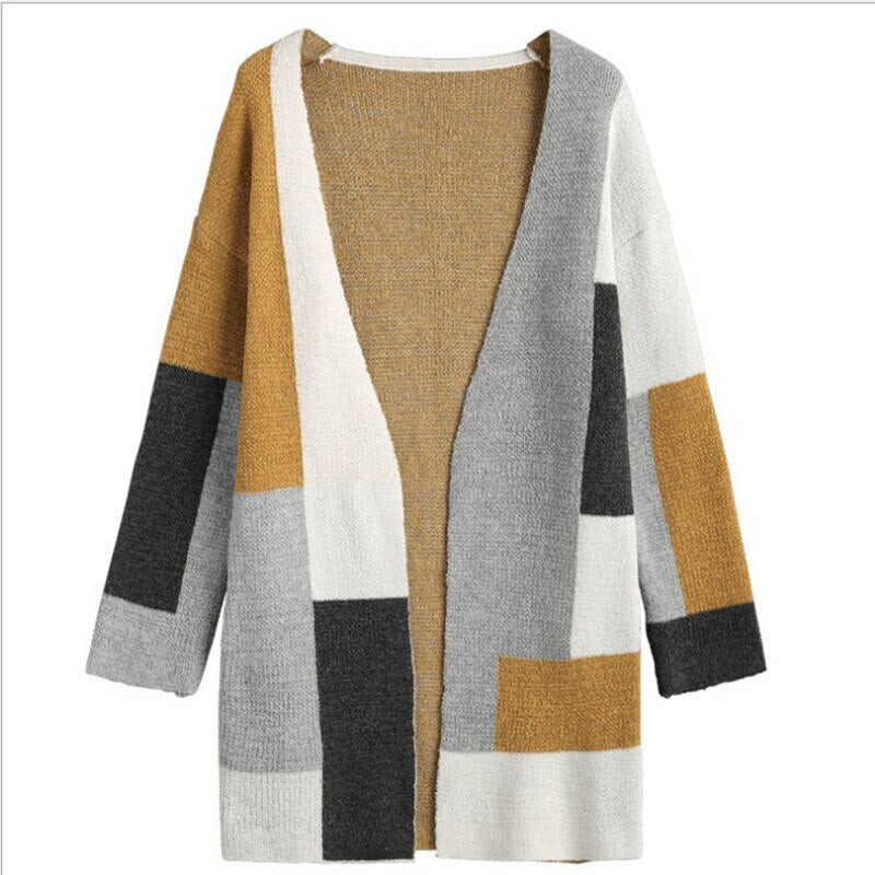Tasche Kontrast Lose Strickjacke