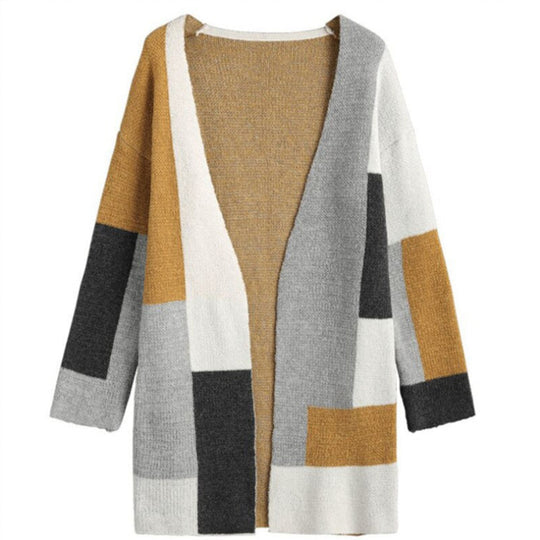 Tasche Kontrast Lose Strickjacke