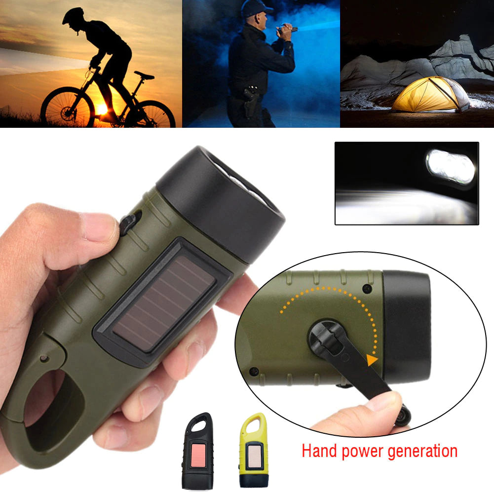 Taschenlampe Mit Kurbel Und Solaraufladung, LED Taschenlampe Für Notfälle Und Outdoor-Aktivitäten 1