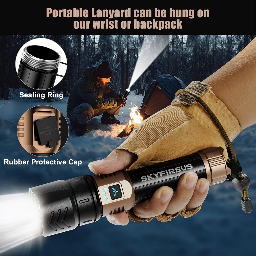 Taschenlampe mit Zoomfunktion für Outdoor-Aktivitäten, LED, Wasserdicht, Wiederaufladbar 1