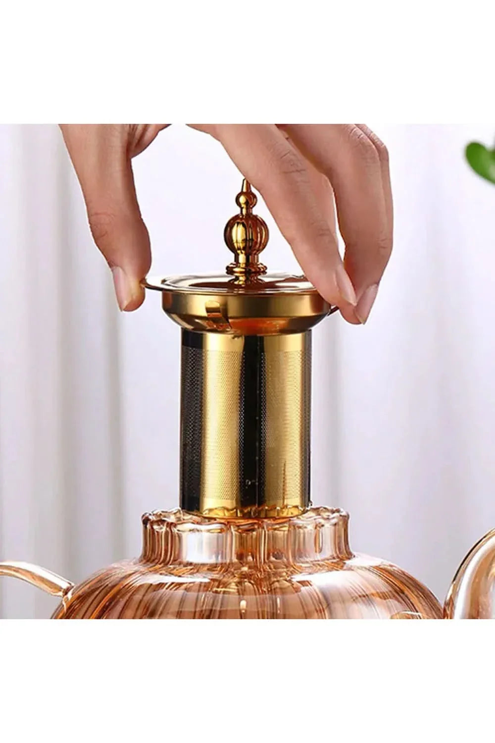 Teekanne mit Sieb aus Glas für losen Tee - Hitzebeständig, 1200 ml, Spülmaschinenfest 5