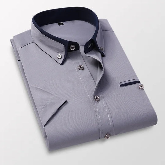 Herren Kurzarmhemd Klassischer Stil Baumwolle Polyester 4