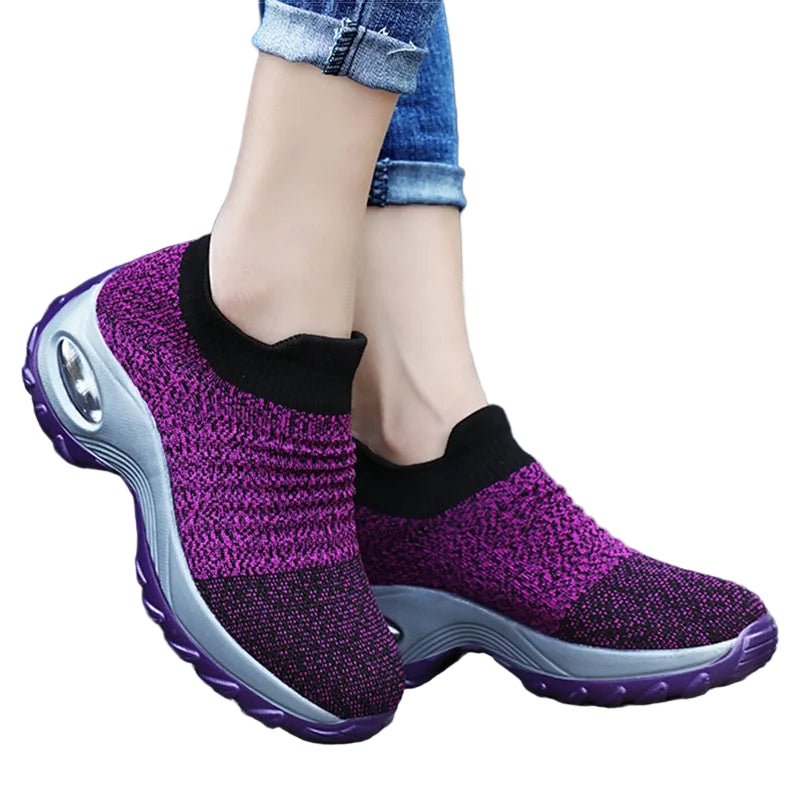 Therapeutische Damen-Sneaker mit Plateau, Schwarz, Weiß, Rot 1