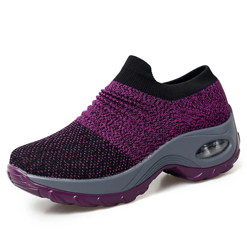 Therapeutische Damen-Sneaker mit Plateau, Schwarz, Weiß, Rot 7