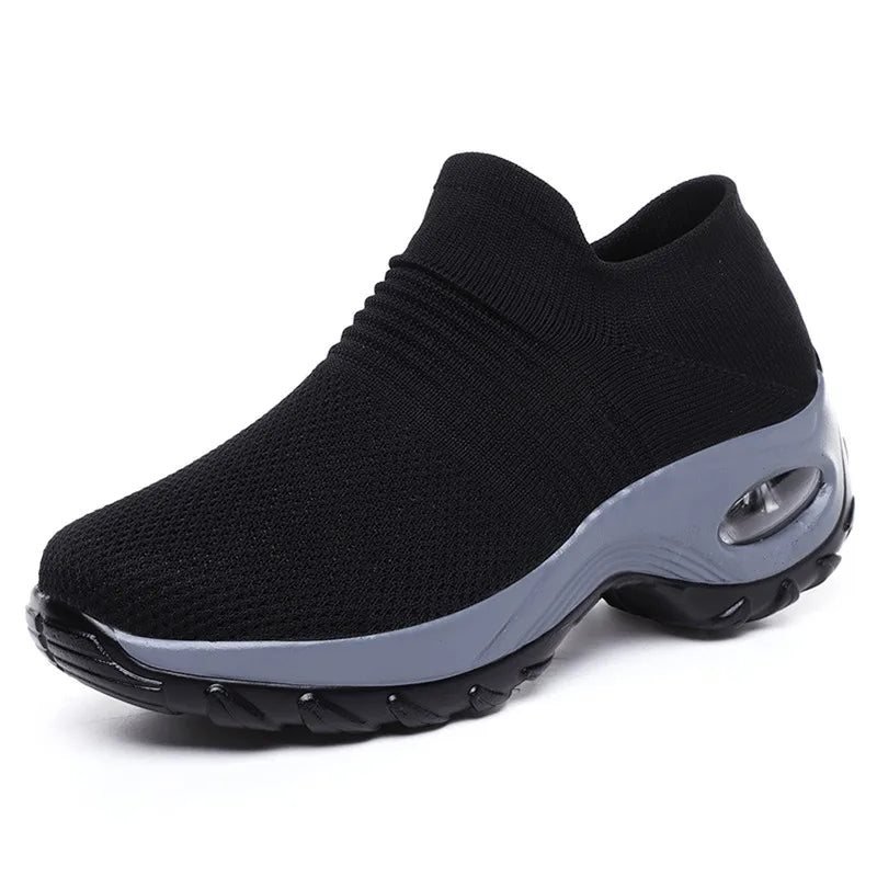 Therapeutische Damen-Sneaker mit Plateau, Schwarz, Weiß, Rot 8