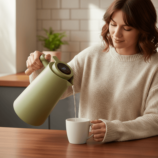 Thermoskanne 1L Auslaufsicher Minimalistisch für Kaffee und Tee 2