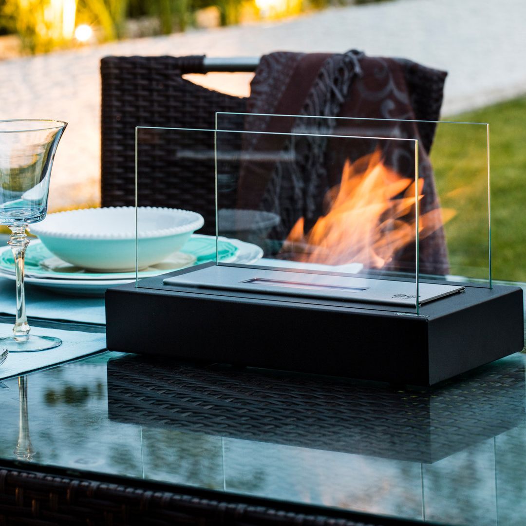 Tischkamin Outdoor Tragbar - Modernes Tischfeuer für Innen- und Außenbereiche mit Bioethanol Flamme 1