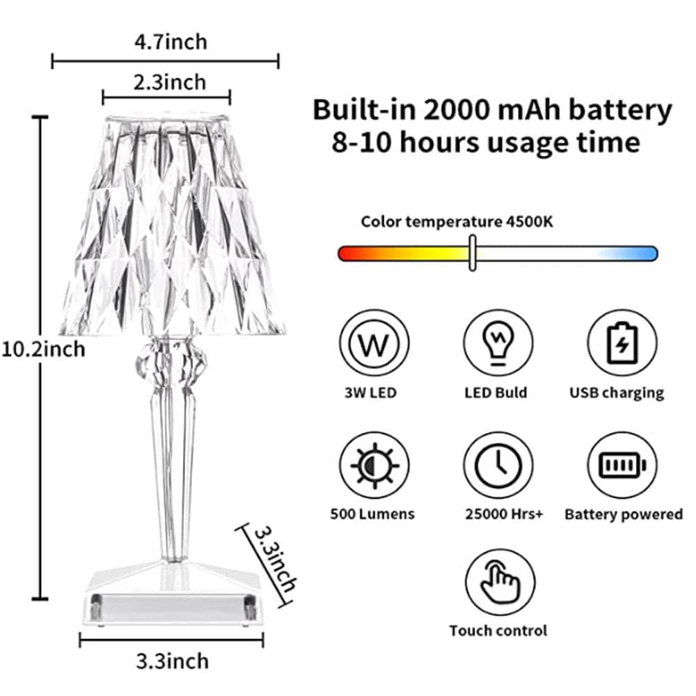 Tischlampe LED im Diamantdesign für stilvolle Beleuchtung 7
