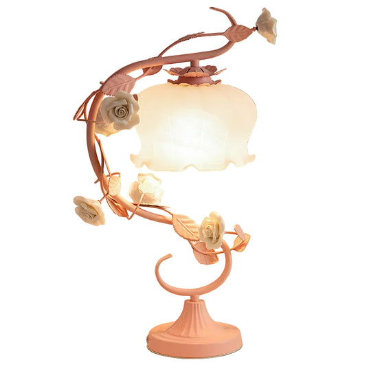 Tischlampe Rose Design für Schlafzimmer im Shabby Chic Stil 0