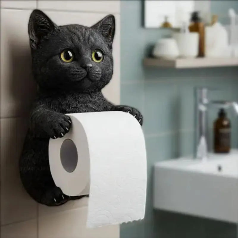 Toilettenpapierhalter Katzenkopf Wandmontiert Verspielt für Badezimmer Deko 2