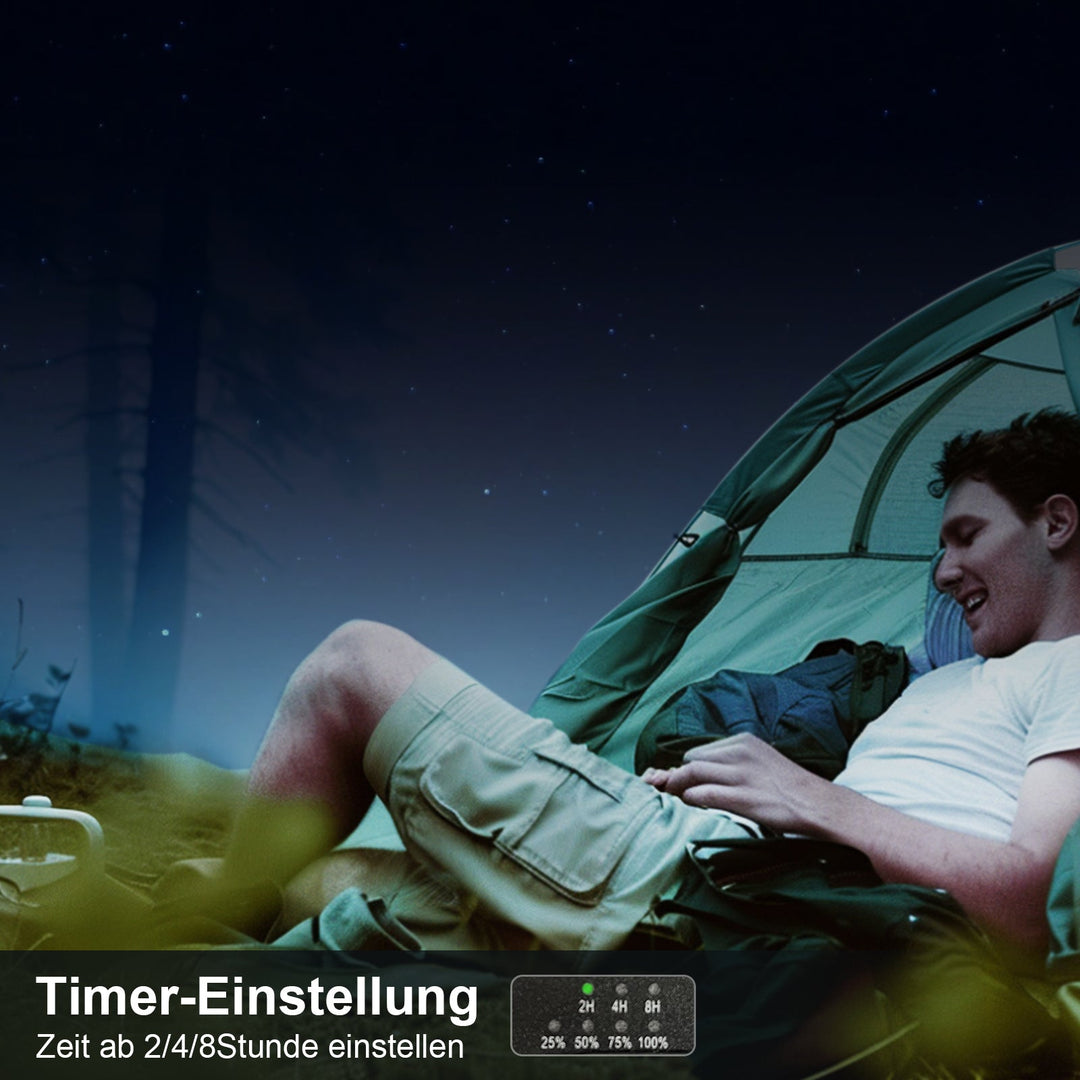 Tragbarer Camping Ventilator Mit LED-Beleuchtung, 4 Geschwindigkeitsstufen, Solarbetrieben, 20800 mAh Powerbank 2