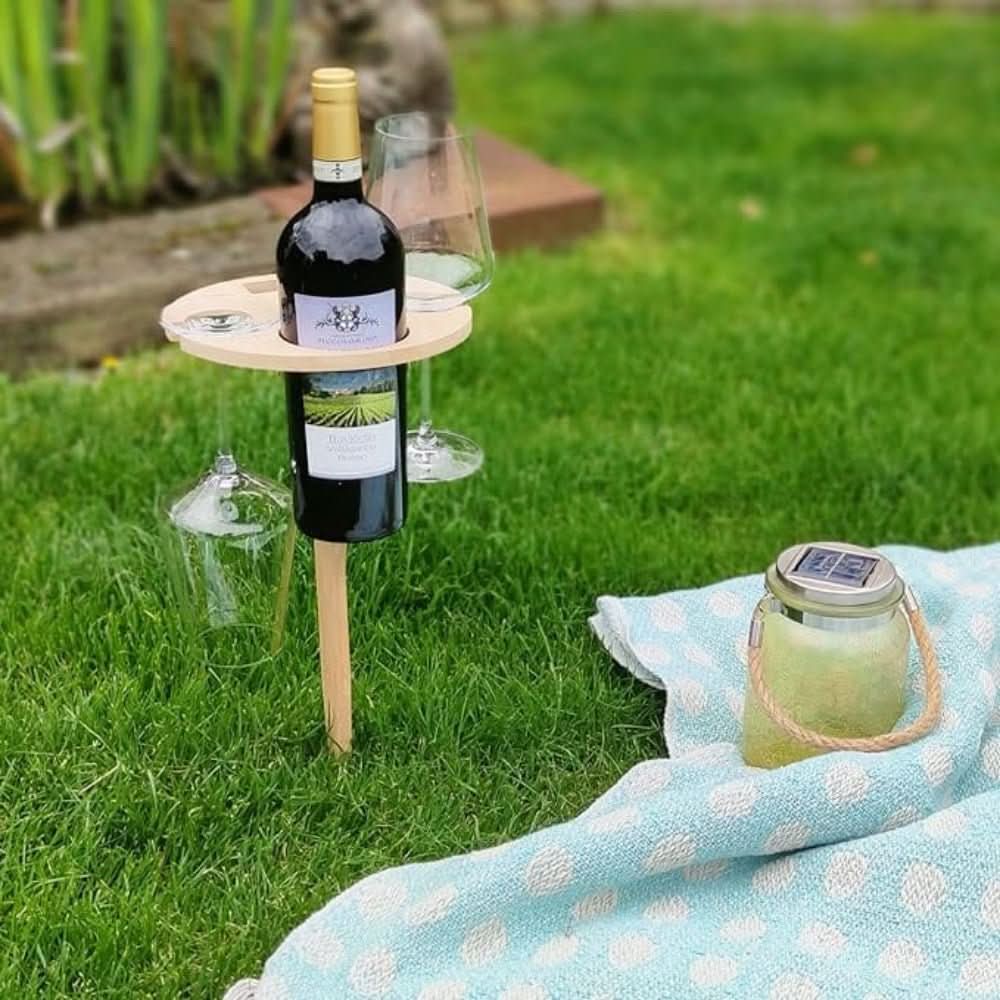 Tragbarer Picknicktisch Mit Integriertem Flaschenhalter Für Snacks Und Getränke 2