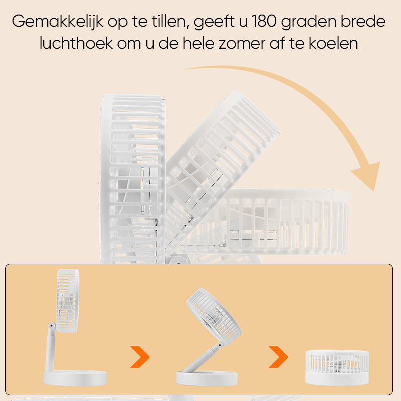 Tragbarer Tischventilator Leise Mit Teleskopdesign Und Akku, Höhenverstellbar, 3 Geschwindigkeitsmodi 4
