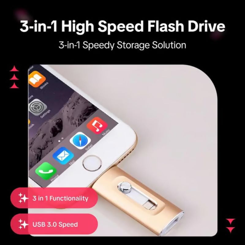 USB Stick 1TB 3-in-1 mit USB-A und USB-C Anschluss für Mobiltelefone und Computer 7
