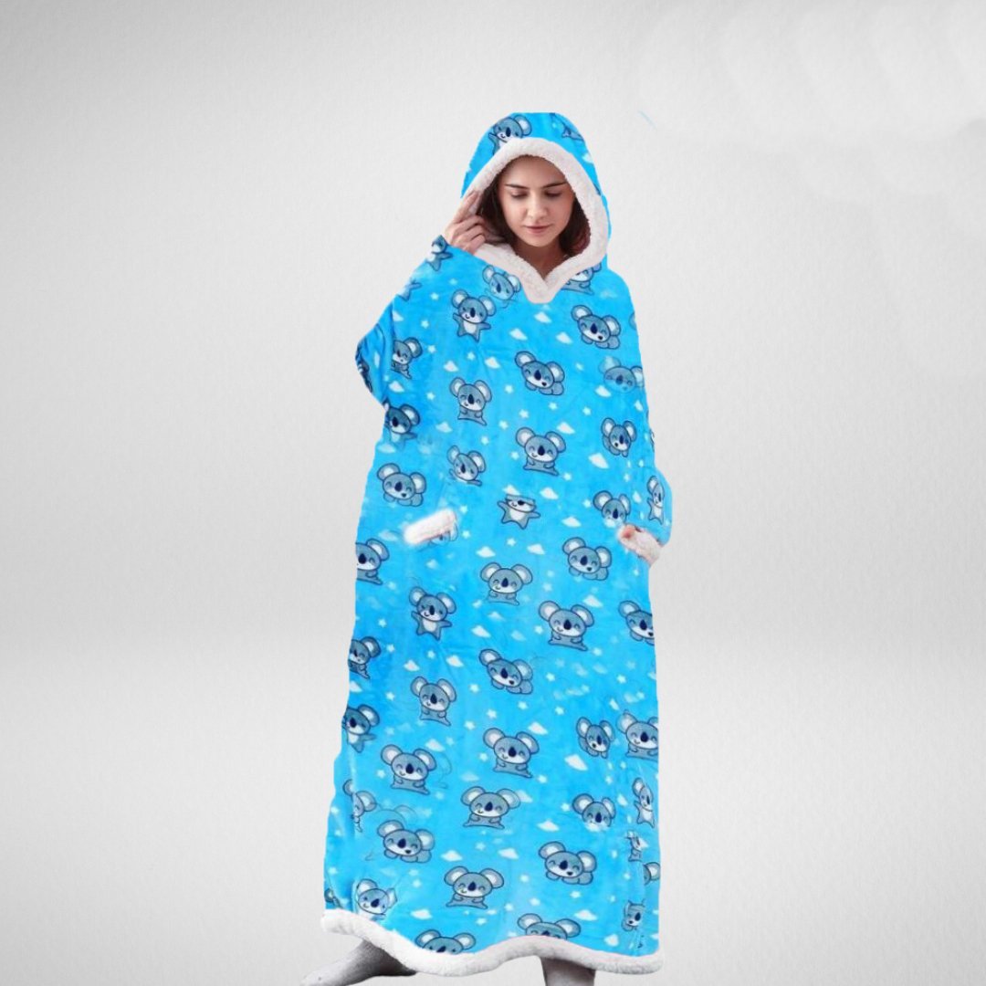 Übergroße Decke mit Kapuze und warmer Fleece-Innenseite 1