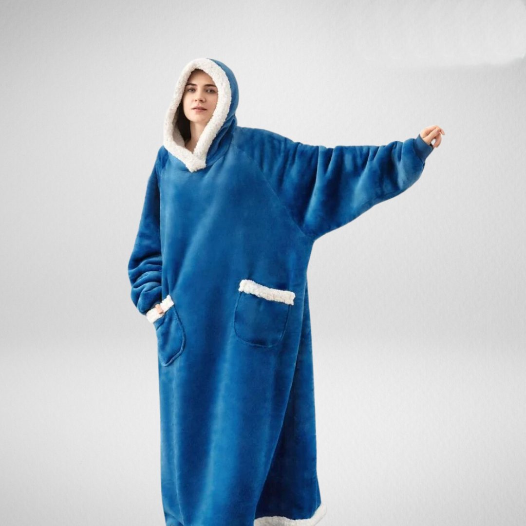 Übergroße Decke mit Kapuze und warmer Fleece-Innenseite 5