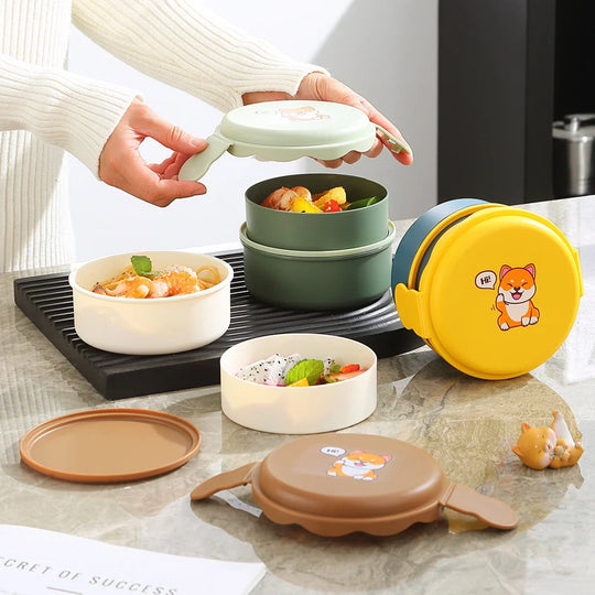 Unisex Bento-Box mit verspieltem Cartoon-Design und mehreren Fächern 1