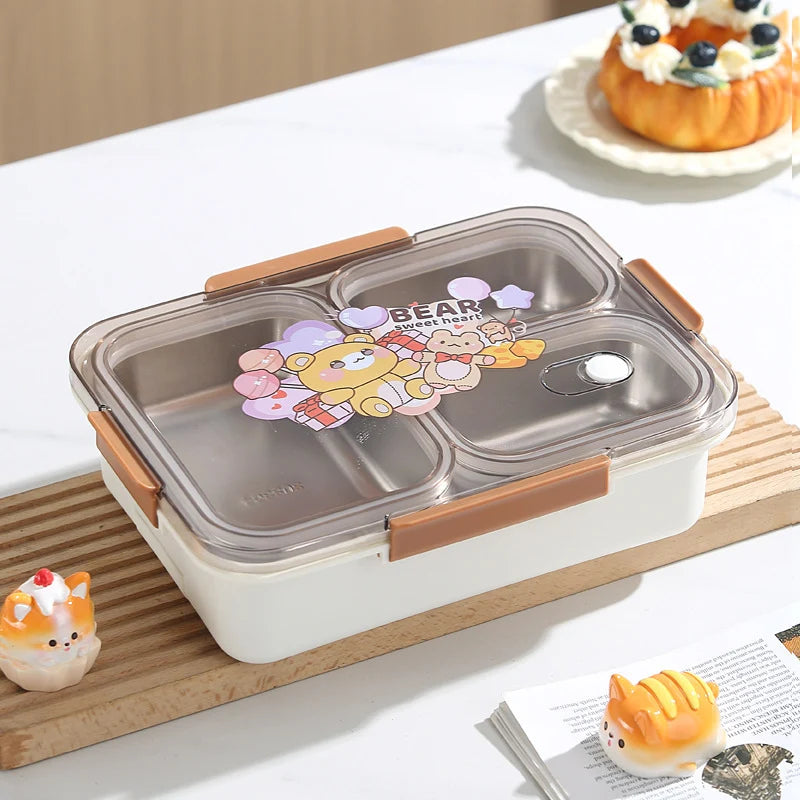 Unisex Bento-Lunchbox mit Bärenmotiv und Mehrfachfächern 0