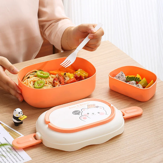 Unisex Bento-Lunchbox mit Bärenmotiv und praktischem Fächerdesign 3