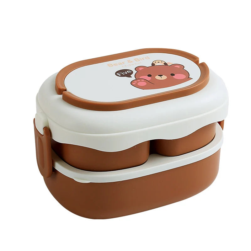 Unisex Bento-Lunchbox mit Bärenmotiv und praktischem Fächerdesign 5