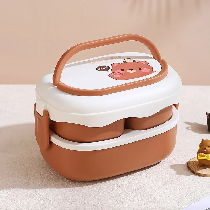 Unisex Bento-Lunchbox mit Bärenmotiv und praktischem Fächerdesign 6