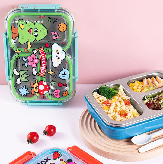 Unisex Bento-Lunchbox mit mehreren Fächern und fröhlichem Design 0
