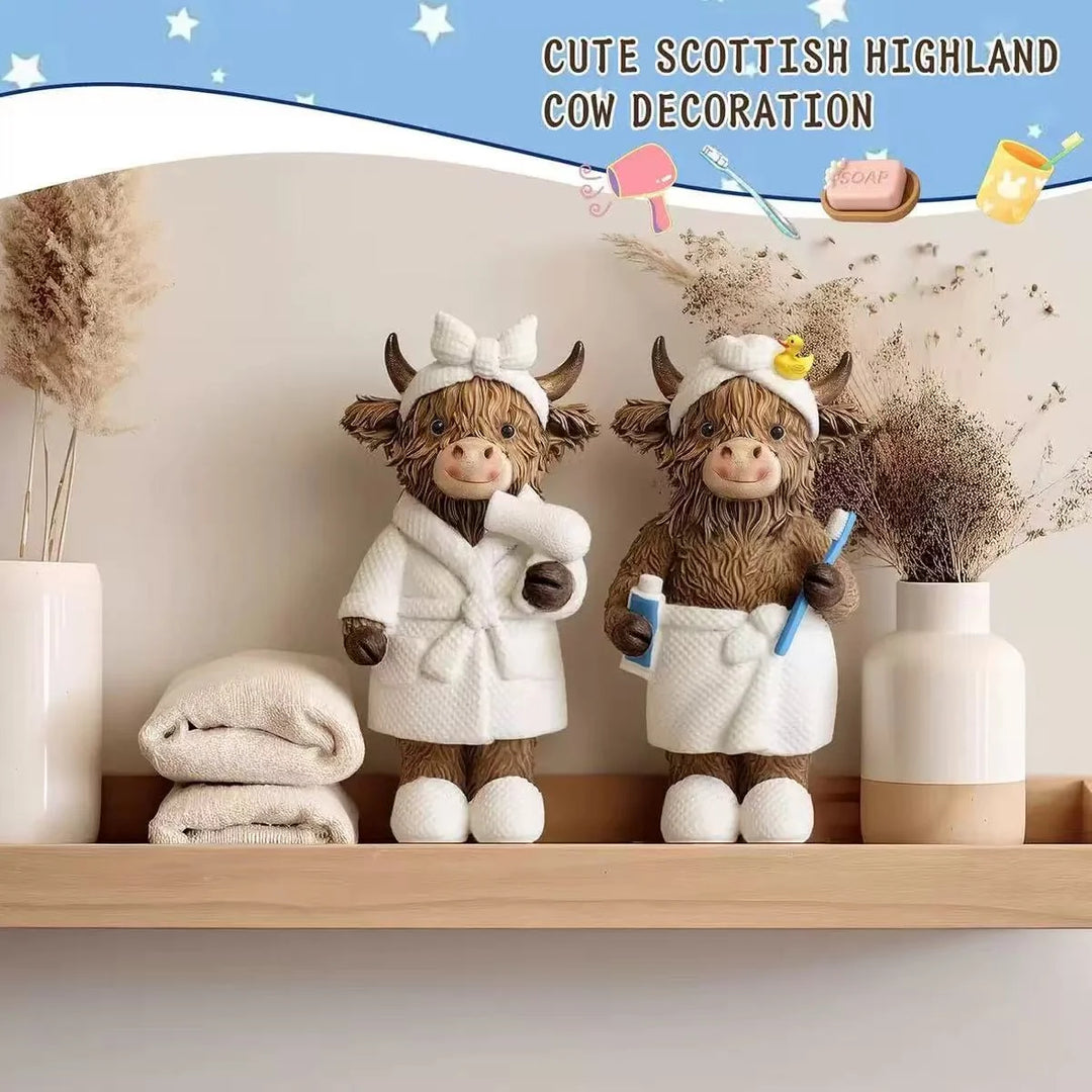 Unisex Dekofigur Hochlandrind Badezimmermotiv Humorvoll 2