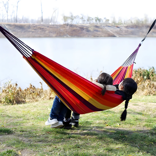 Unisex Hängematte Outdoor mit Streifenmuster für Garten und Camping 3