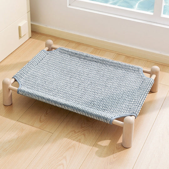 Unisex Haustierbett Erhöht mit Holzrahmen und Atmungsaktivem Design 0