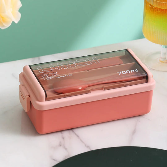 Unisex Lunchbox mit integriertem Besteckset und auslaufsicherem Verschluss 0