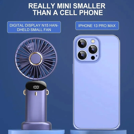 Unisex Mini-Handventilator Faltbar mit USB und Telefonhalter, Tragbar und Verstellbar, 5 Geschwindigkeitsstufen 1