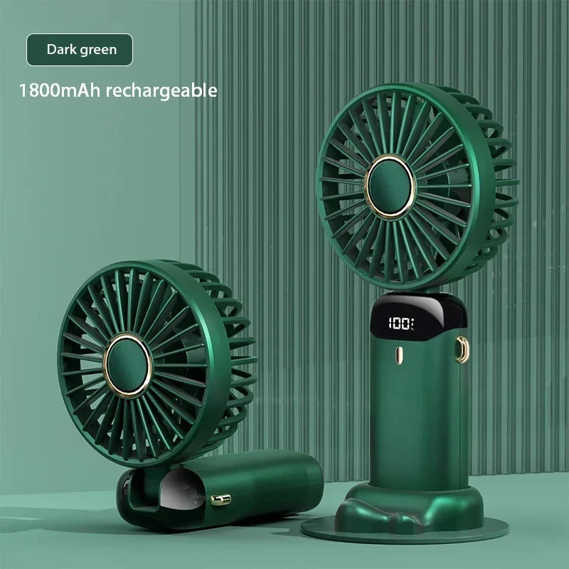Unisex Mini-Handventilator Faltbar mit USB und Telefonhalter, Tragbar und Verstellbar, 5 Geschwindigkeitsstufen 10