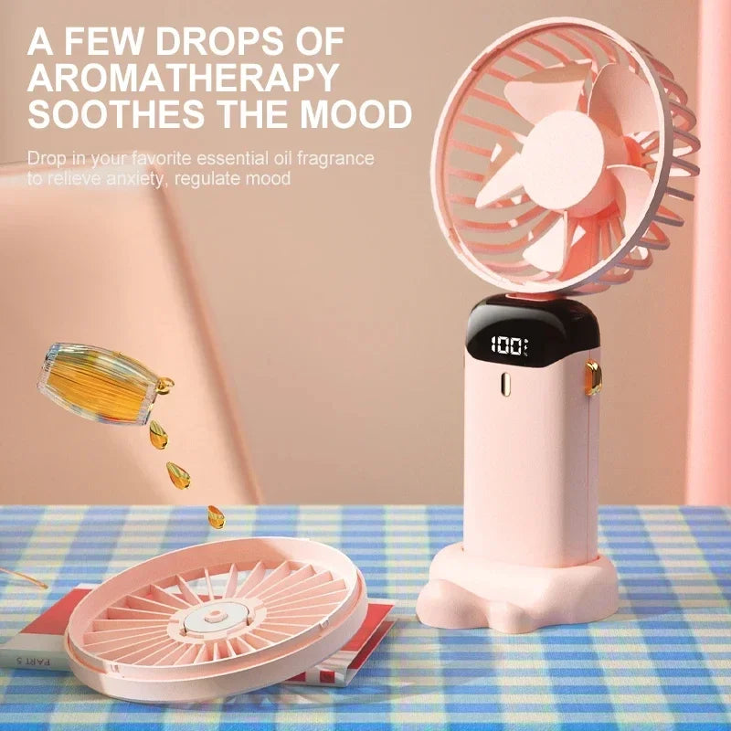 Unisex Mini-Handventilator Faltbar mit USB und Telefonhalter, Tragbar und Verstellbar, 5 Geschwindigkeitsstufen 4