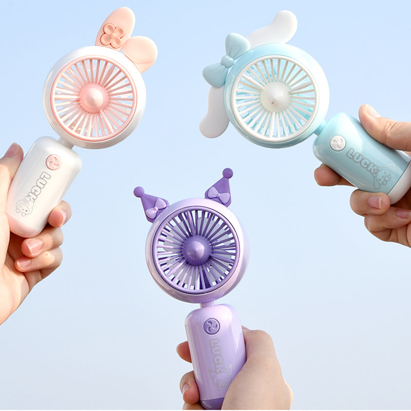 Unisex Mini-Handventilator Tragbar mit LED-Lichtring und Bärenohren-Design 1